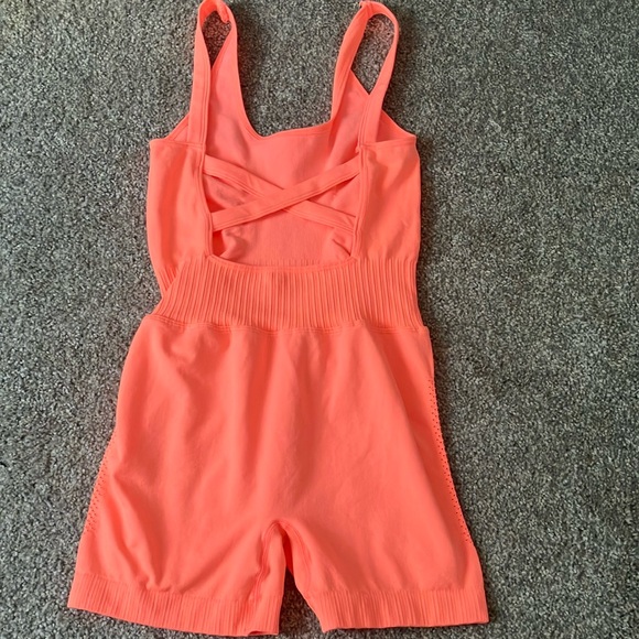 Zenana Sports Romper in Bright Neon Orange S/M - Picture 2 of 7